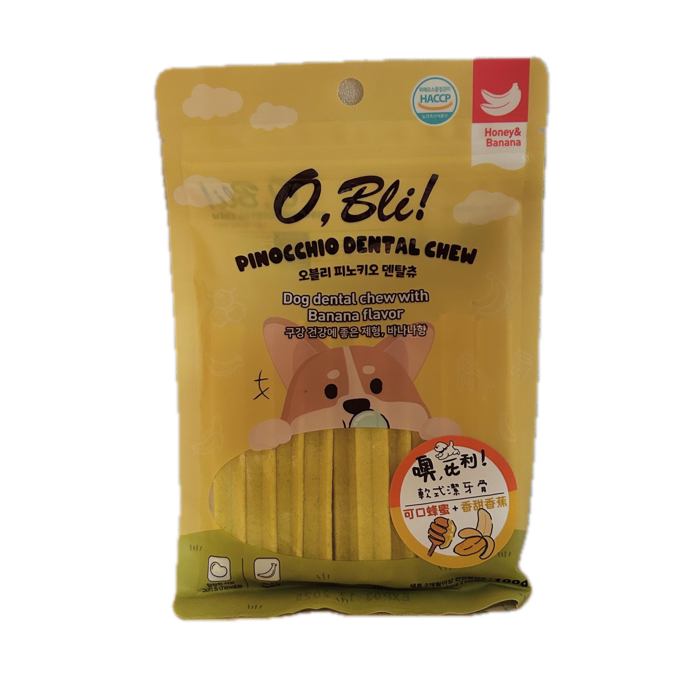 100G噢比利潔牙骨蜂蜜香蕉